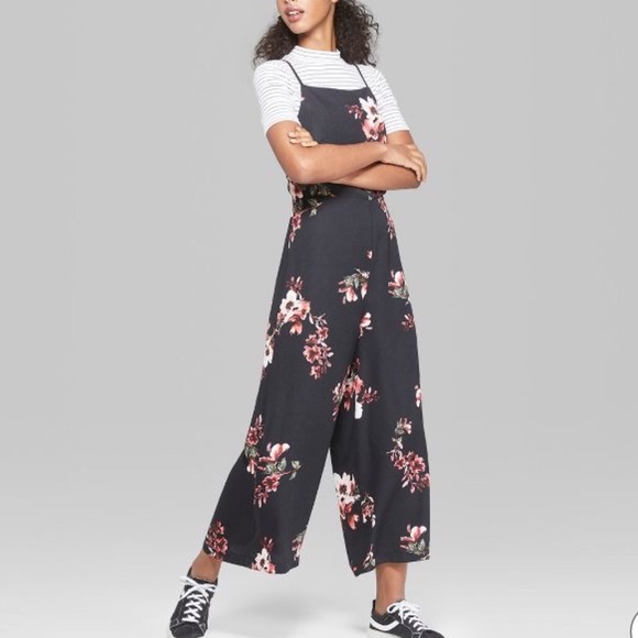 Gorgeous, Black Floral Spaghetti Strap Jumpsuit - Picture 4 of 8